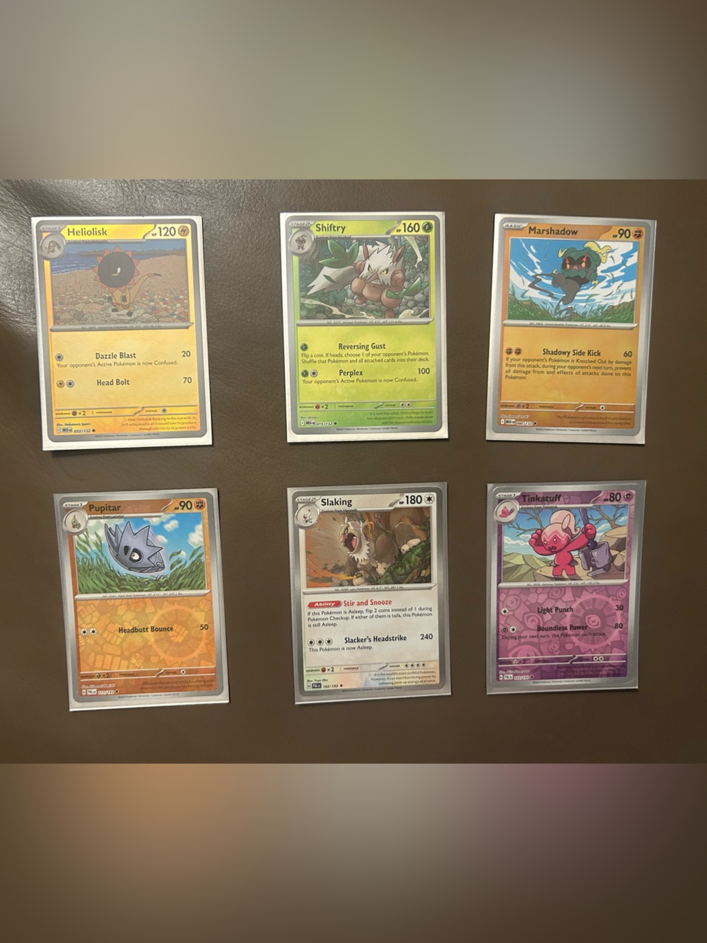 POKÉMON RARE HOLO-Marshadow, Pupitar, Slaking, Tinkatuff, Shiftry &Heliolisk Set